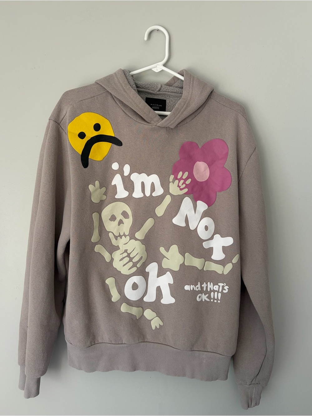 Pacsun I’m Not Okay Hoodie Graphic Gray Size M